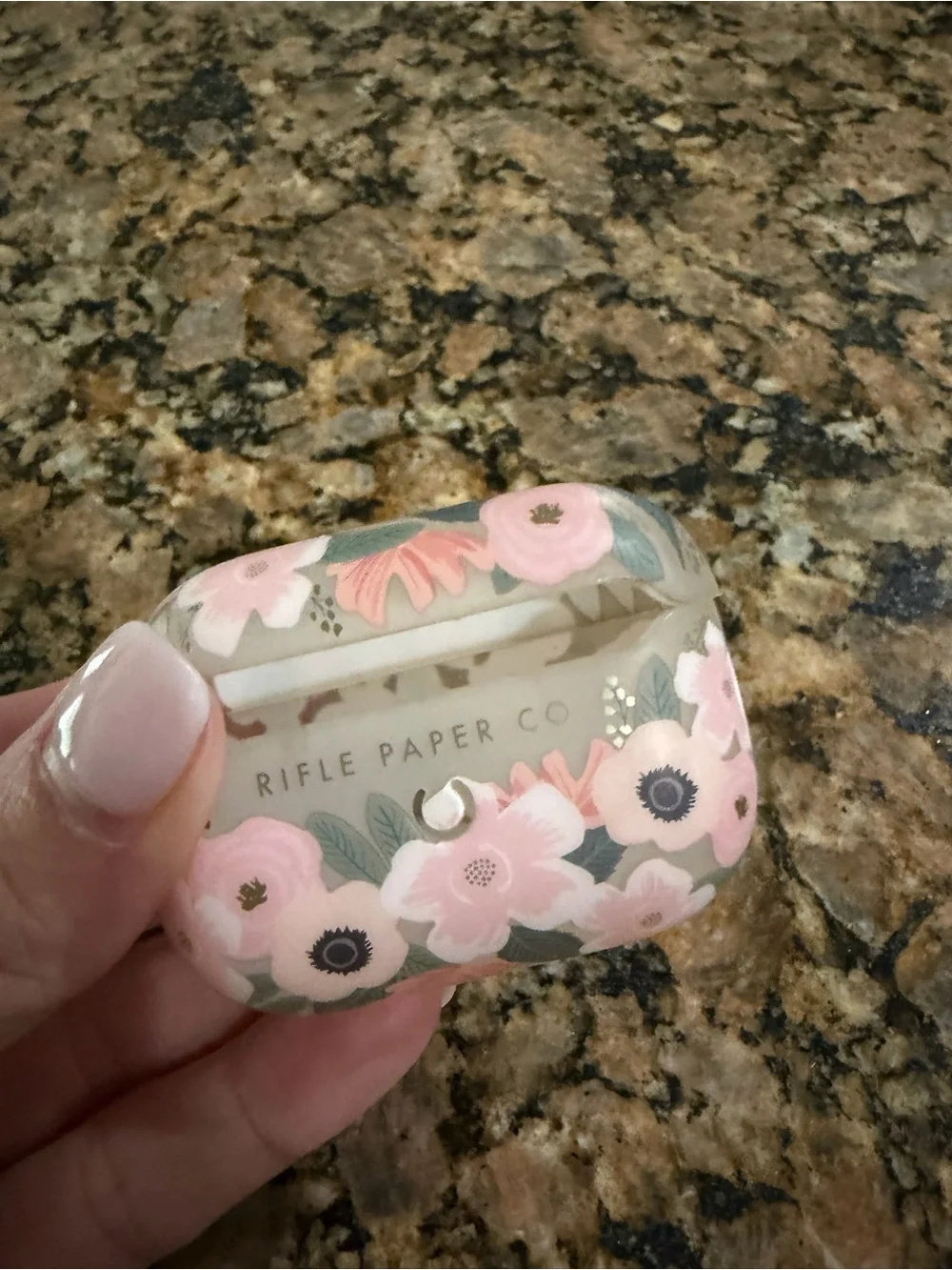 Floral Pink Protective AirPods Case with Keyring